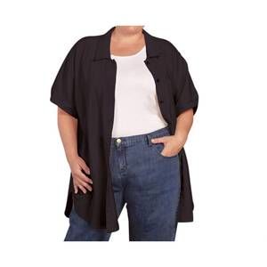 NEW ON THE PLUS SIDE crinkle cotton short sleeve collar button up tunic - plus i